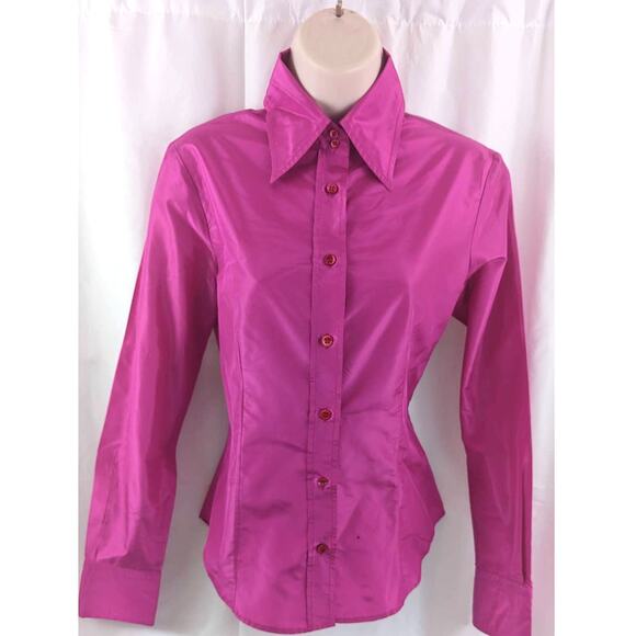 ETRO Pink Fuchsia Silk Button Women's Toop sz 40 Milano - Picture 2 of 9